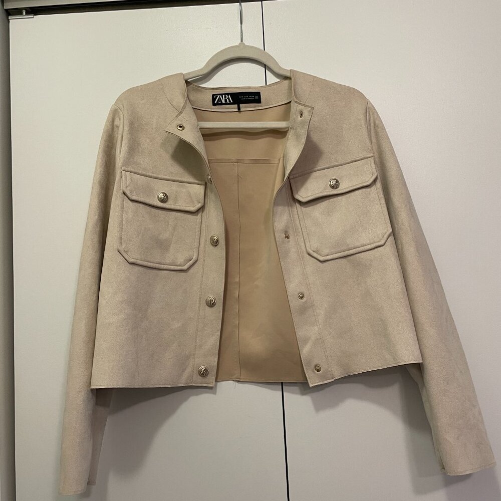Beige zara suede coat